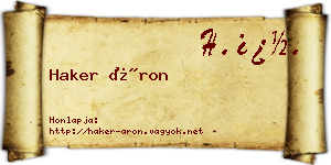 Haker Áron névjegykártya